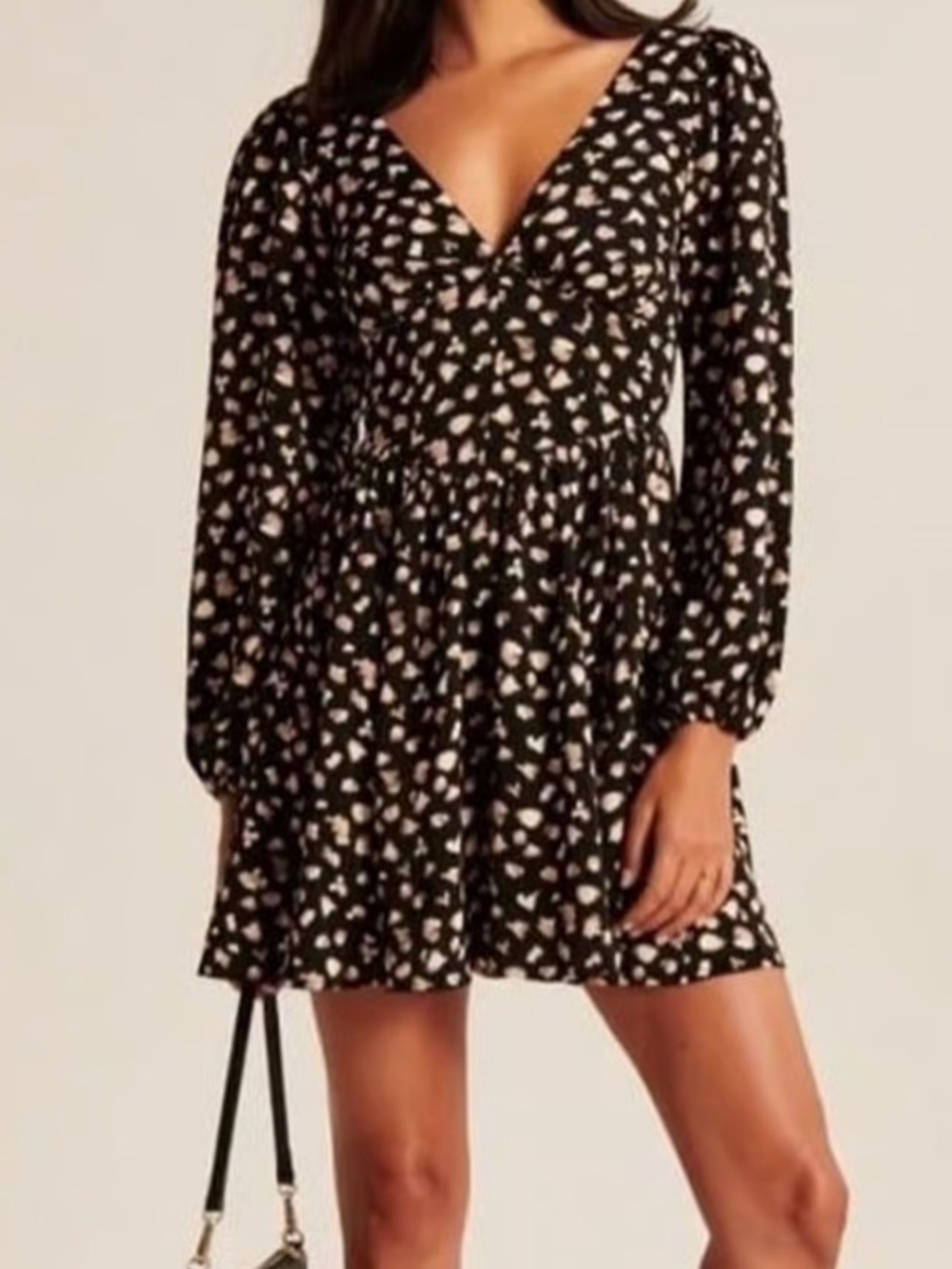 Abercrombie & Fitch Black Mini Dress with Cream Floral Print